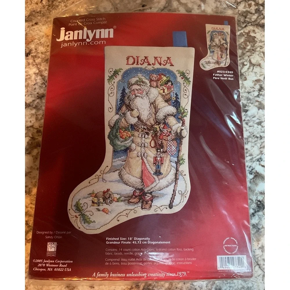 NEW Janlynn 023-0340 Father Winter Counted Cross Stitch Christmas Stocking Kit